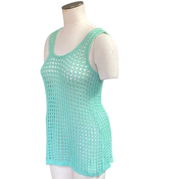 The Limited Open Knit/Mesh/Crochet Tank Top Sz S Green 151J - Picture 4 of 9